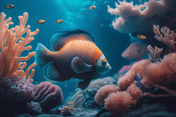 Naklejka na ściany i meble A beautiful and colorful marine life. Generative AI