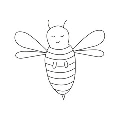 Hand drawn illustration bee. Isolated on white background