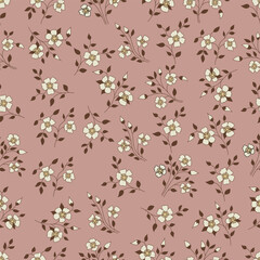 Simple cute pattern in small light yellow flowers on light background. Ditsy print. Floral seamless background. The elegant the template for fashion prints.