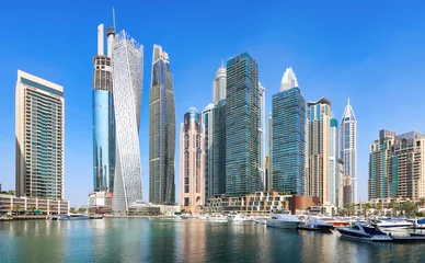 Foto op Canvas Dubai marina promenade in UAE. Highrise residential buildings, business skyscrapers © TTstudio