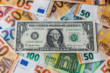 Fototapeta na wymiar Porträt auf der 1 US Dollar Banknote