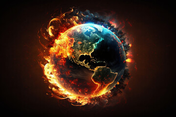 Fototapeta premium world on fire, extreme weather, earth calamity, environmental preservation concept, desktop background