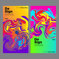 Colorful abstract liquid and fluid shape with gradient color for banner and brochure design 