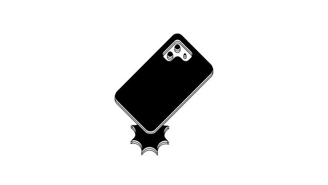 Black Shockproof mobile phone icon isolated on white background. 4K Video motion graphic animation