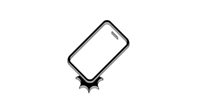 Black Shockproof mobile phone icon isolated on white background. 4K Video motion graphic animation