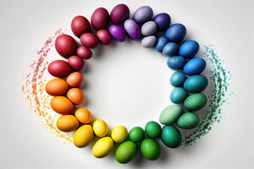 Obraz premium Easter eggs formed a circle generative AI