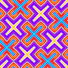 Geometric pattern with cross. Colorful ornate and seamless design. 
