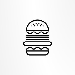 Burger icon. Hamburger logo. Fast food line emblem.
