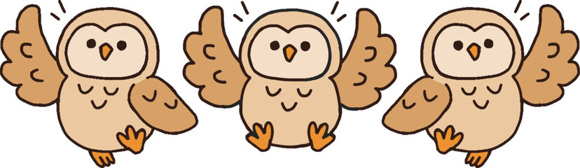 フクロウイラストセット