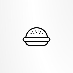 Burger icon. Hamburger logo. Fast food line emblem.