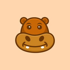 Cute Head Hippo Logo Design