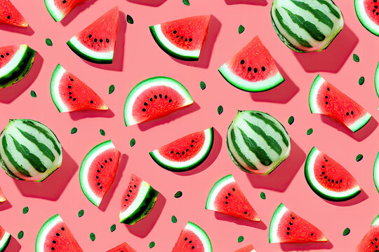 Seamless watermelon background generative AI