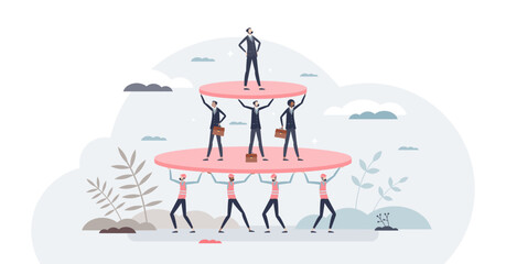 Social stratification and different wealth class division tiny person concept, transparent background. Economical discrimination and financial gap inequality.