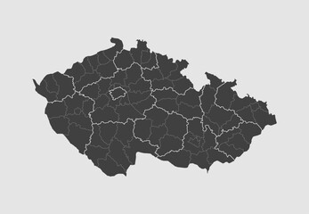 Vector map country Czech divided on regions