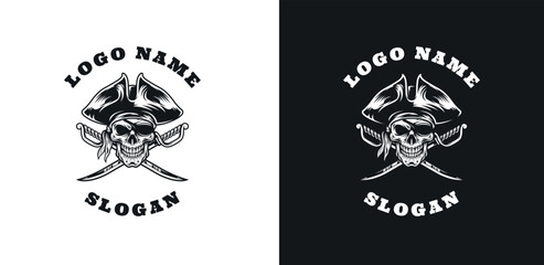 Obraz premium Skull Pirates Graphic Logo Design