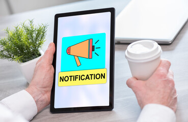 Notitication concept on a tablet