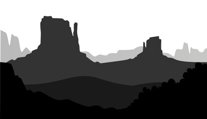 Obraz premium silhouette landscape rocks mountains canyon