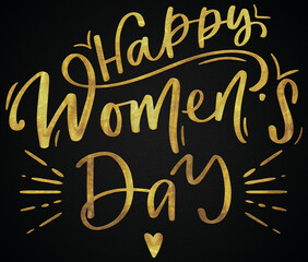 Happy women's day Golden calligraphy design banner