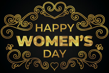 Happy women's day Golden calligraphy design banner