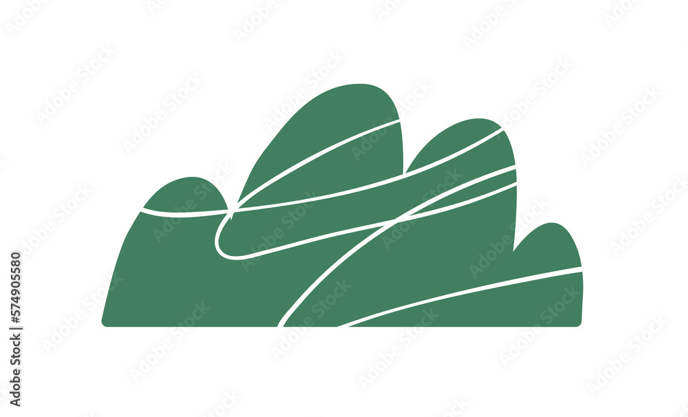 Poster green bush of abstract shape. simple shrub with leaf. primitive scribble foliage plant. childish fla