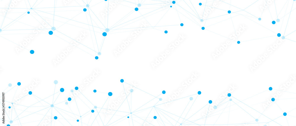 Wall mural blue network. abstract connection on white background. network technology background with dots and l