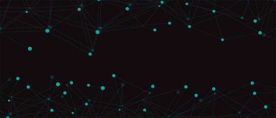 Turquoise network. Abstract connection on black background. Network technology background with dots and lines for desktop. Ai system background. Abstract concept. Line background, network technology