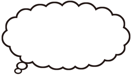 シンプルな横長のもこもこ吹き出し　気持ち　イラスト素材