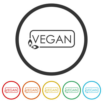 Vegan Label icons in color circle buttons