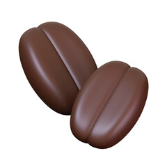 Coffee beans isolated. Coffee shop and cafe icon. 3D render illustration.