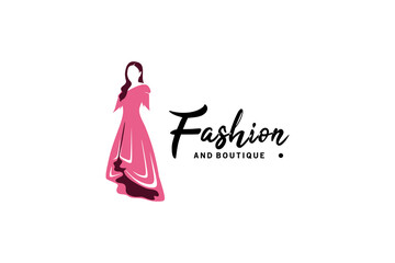 Fototapeta na wymiar Beautiful woman beauty dress logo design with creative concept