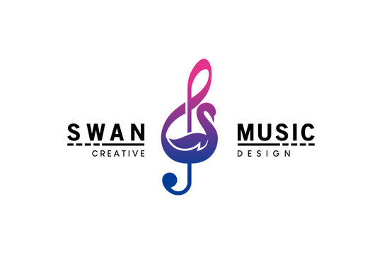 Music swan logo design, modern abstract swan tone symbol vector illustration
