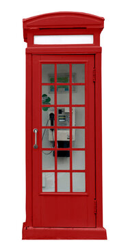 English red kiosk isolated with interior telephone