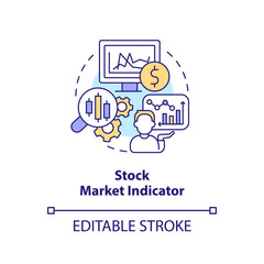 Stock market indicator concept icon. Prices bouncing. Economic analysis key abstract idea thin line illustration. Isolated outline drawing. Editable stroke. Arial, Myriad Pro-Bold fonts used