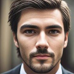 Fototapeta premium Serious Young Businessman Close-Up Portrait