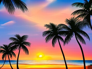 Naklejka na ściany i meble Glorious Sunset at a Beach Paradise