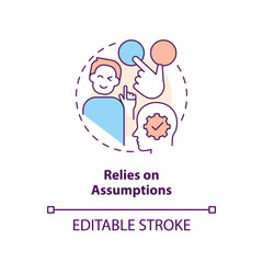 Relies on assumptions concept icon. Economic indicators disadvantage abstract idea thin line illustration. Isolated outline drawing. Editable stroke. Arial, Myriad Pro-Bold fonts used