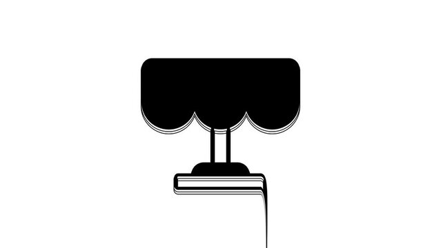 Black Wooden table icon isolated on white background. Street cafe. 4K Video motion graphic animation