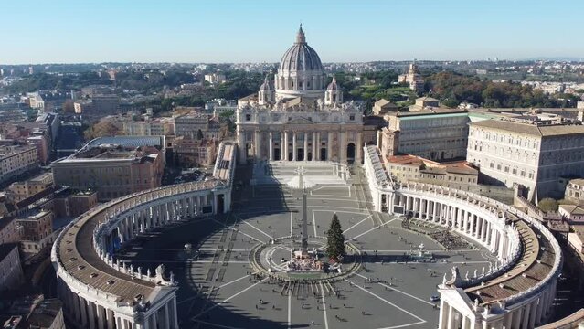 Aerial View of Saint Peter Basilica in Vatican State