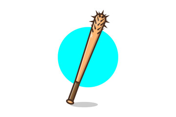 Illustration of a baseball stick with nails vector white background