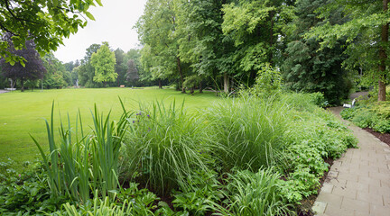 Obraz premium green park landscape spa garden Bad Aibling, bavaria