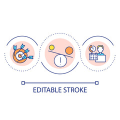 Mistakes in business planning loop concept icon. Choose wrong strategy for company. Failure abstract idea thin line illustration. Isolated outline drawing. Editable stroke. Arial font used