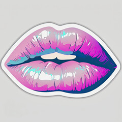 Obraz premium generative ai illustration of a magenta colored sticker with lips