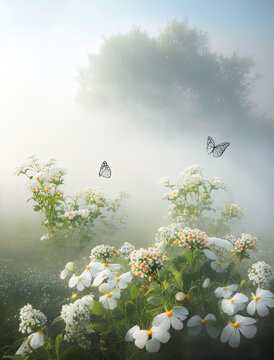 Butterfly Bliss: A Beautiful Misty Morning
