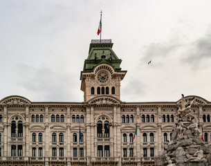 Fototapeta na wymiar View of the Town Hall of Trieste, Friuli Venezia Giulia - Italy