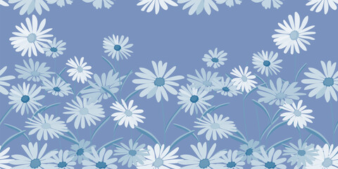 seamless pattern floral background, blue flowers