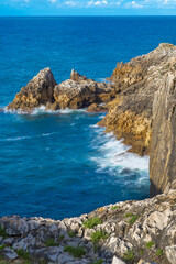 Coastline and Cliffs, Cantabrian Sea, Buelna, Llanes, Asturias, Spain, Europe