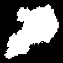 Fototapeta premium Pixel map of Uganda. Vector illustration.