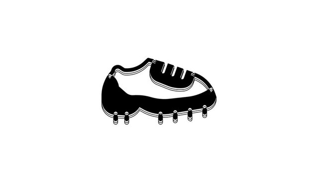 Black Baseball boot icon isolated on white background. 4K Video motion graphic animation