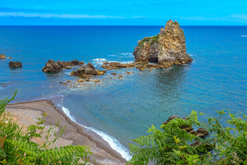 Islote de los Picones, Beach of Castiellu, Cantabrian Sea, Pendueles, Llanes, Asturias, Spain, Europe