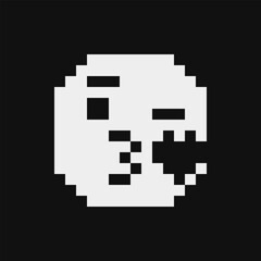 Fototapeta premium Face blowing a kiss. Kissing emoticon. Pixel art web icon. Flat style. 1-bit. Isolated abstract vector illustration.